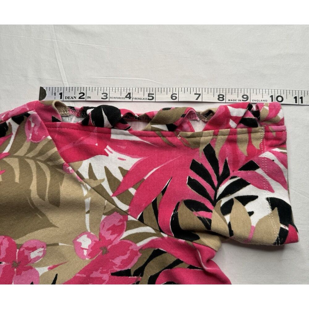 Ruby Rd Large Pink Black Brown Floral Top Cut Out 3/4 Sleeves Preowned - Picture 6 of 10